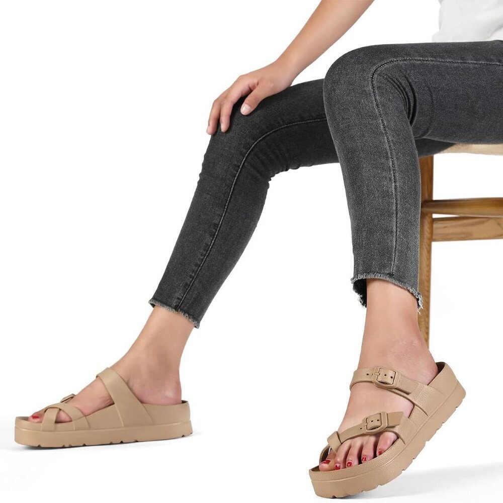 Womens Platform Sandals EVA Non-slip Cushioned Slip On Summer Shoes - Picture 4 of 5